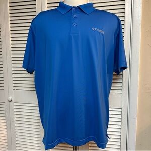 COLUMBIA Size XL Blue Polo Shirt with Moisture-Wicking Fabric